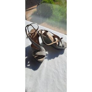 Size 7 Sugar Cleary Silver Glitter Wedges
